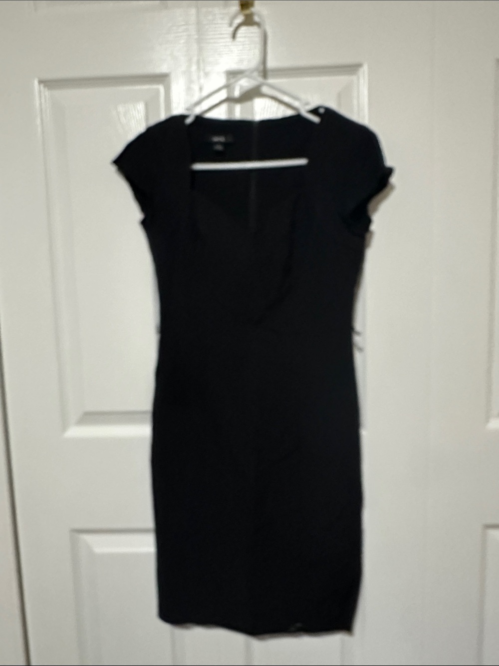 BCX Black Cap-Sleeve Midi Sheath Dress